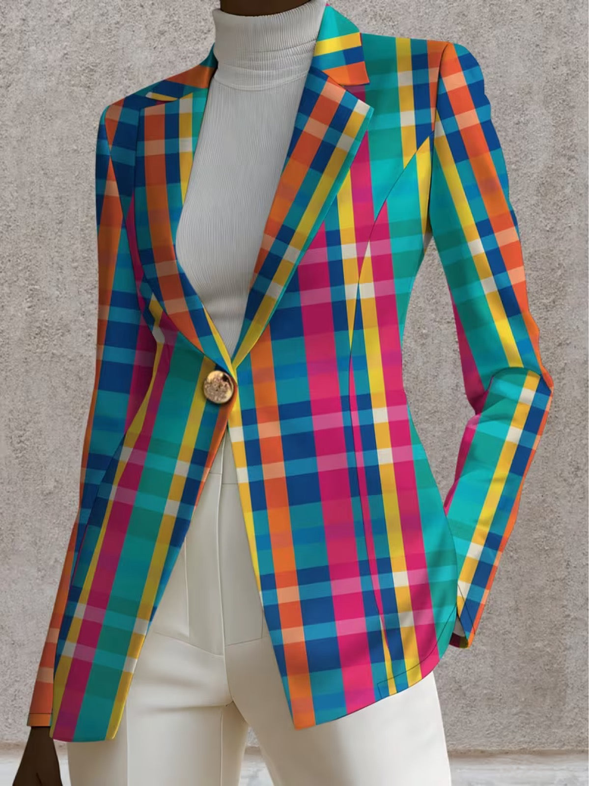 Rosaline™ | Rainbow Plaid Blazer