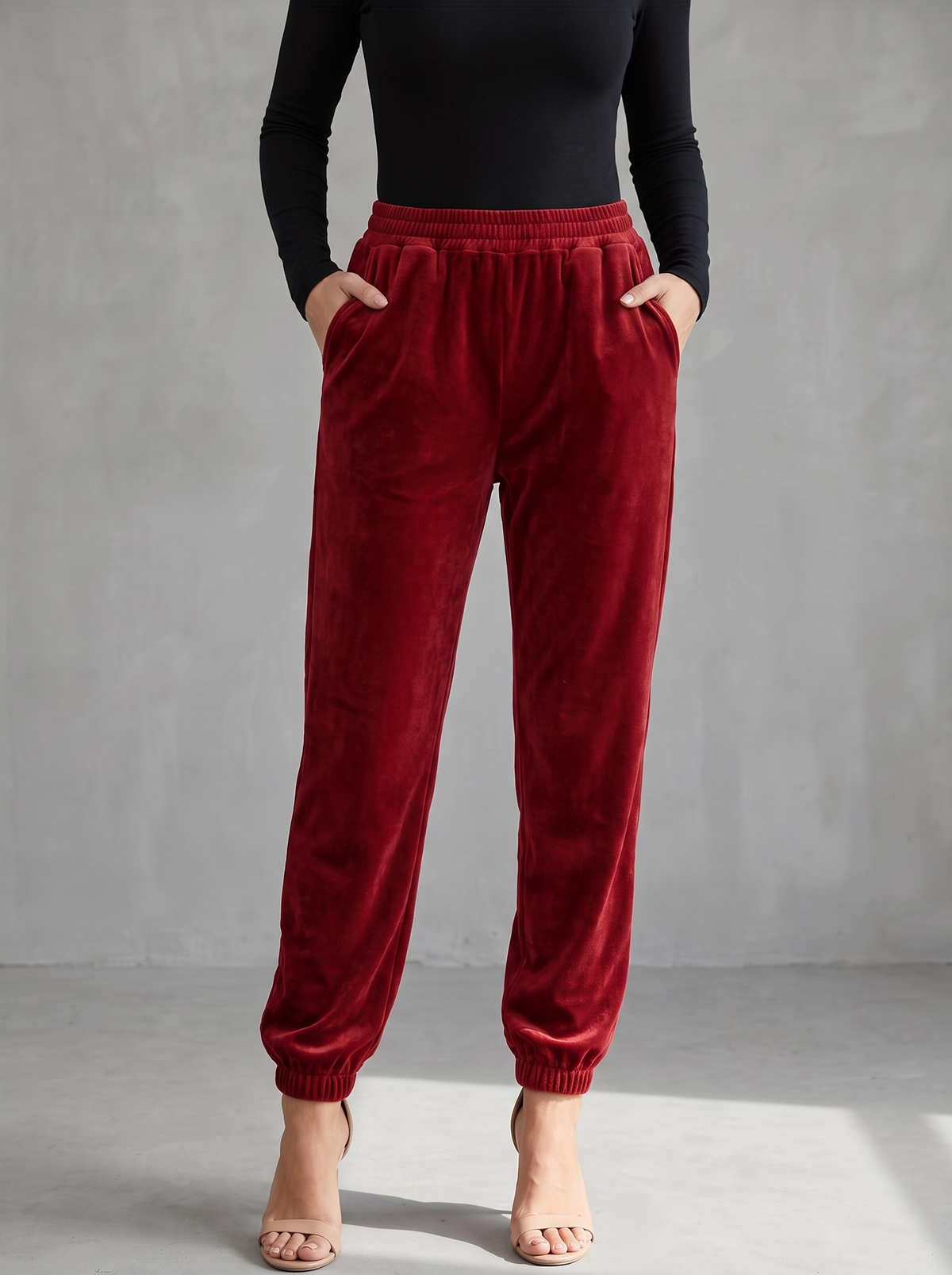 Rubina™ | Red Velvet Tapered Joggers