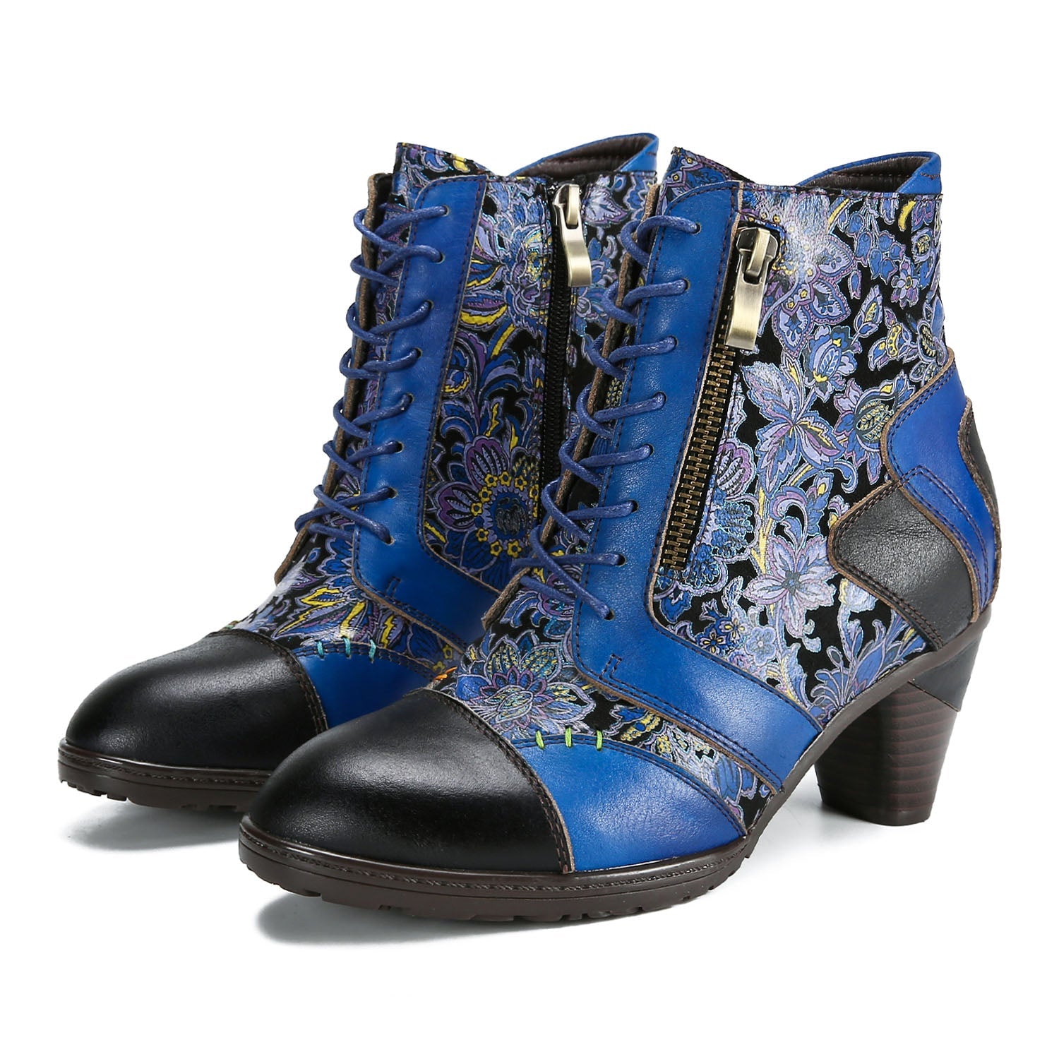 Evanthelle™ | Handcrafted Patchwork Ankle Boots