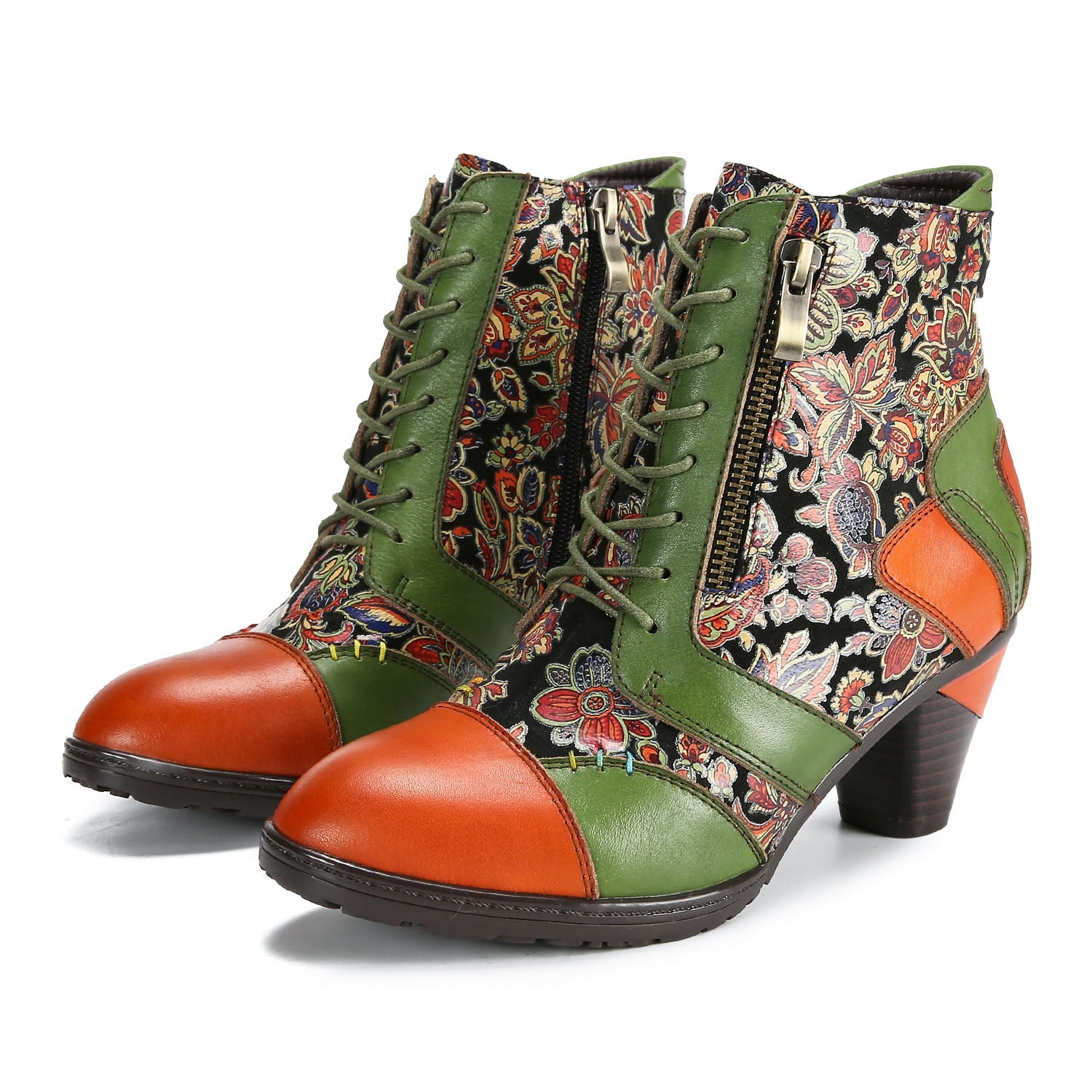 Evanthelle™ | Handcrafted Patchwork Ankle Boots