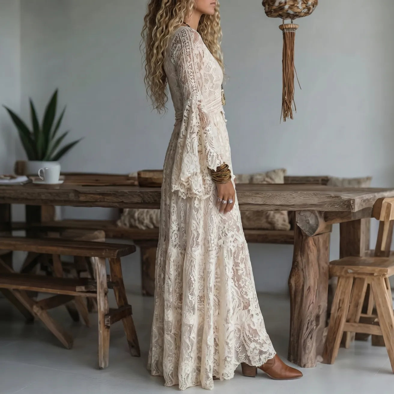 Elodie™ | Bohemian Bell-Sleeve Maxi Dress