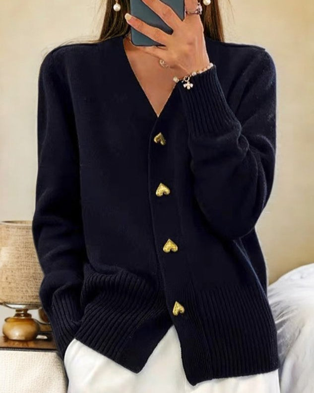 Tindelle™ | Heart-Button Cardigan