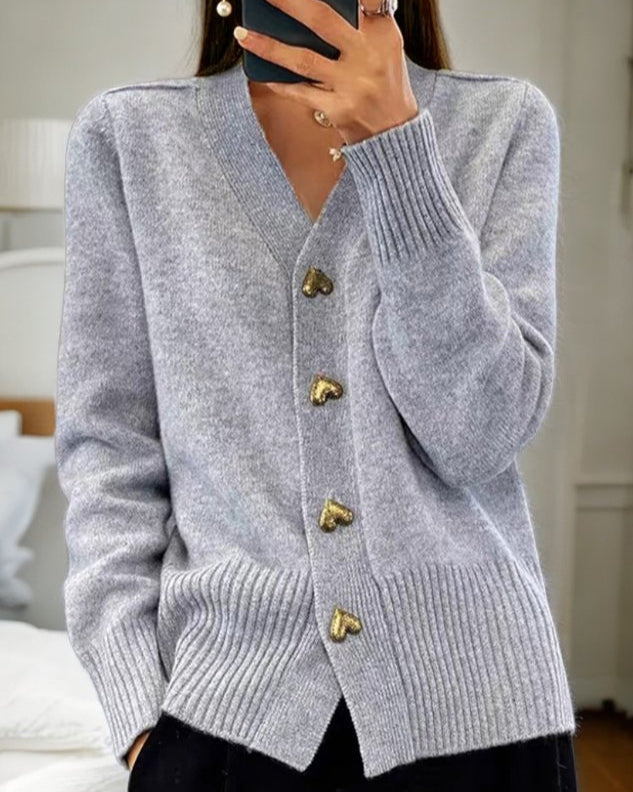 Tindelle™ | Heart-Button Cardigan