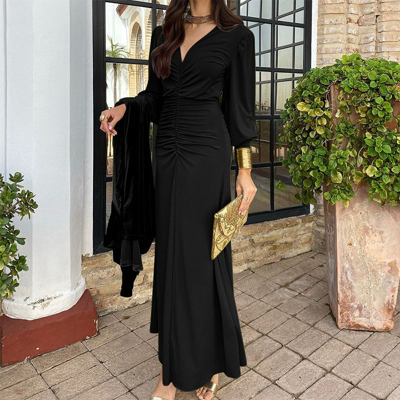 Greta™ V-Neck Ruffled Dress