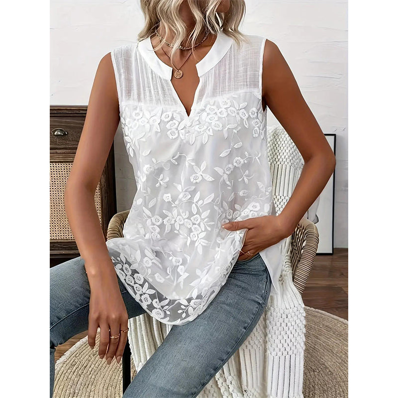 Ophelia™ | Chic Floral Sleeveless Shirt