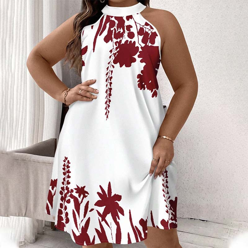 Renelle™ | Floral Print Halter Neck Dress
