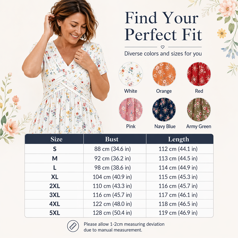 Junella™ | Floral V-Neck Twist-Waist Dress