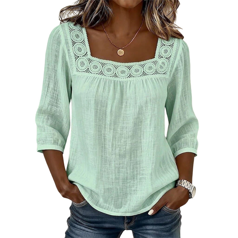 Olivia | Lace Blouse with Square Neckline