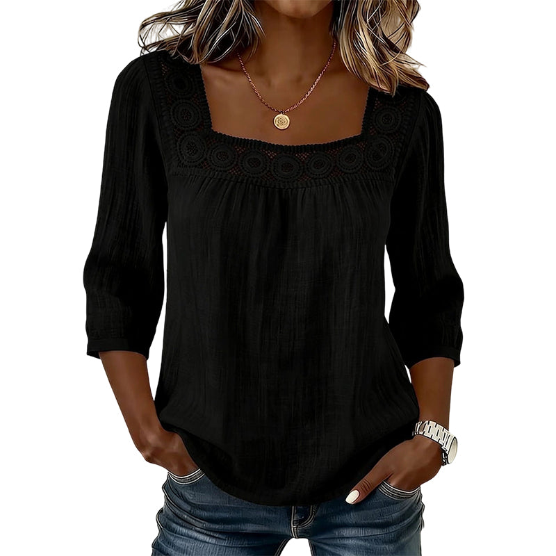 Olivia | Lace Blouse with Square Neckline
