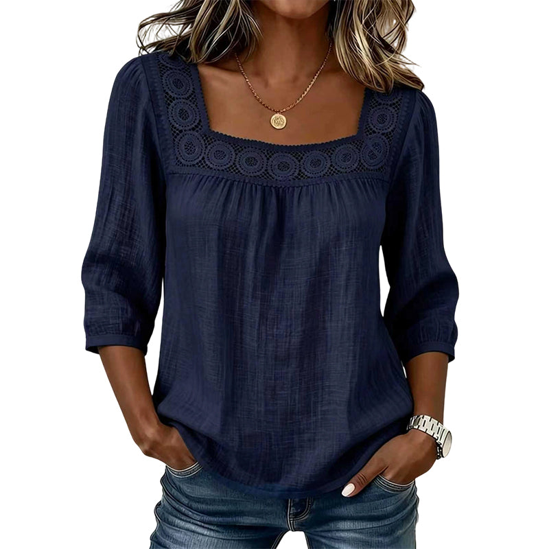 Olivia | Lace Blouse with Square Neckline
