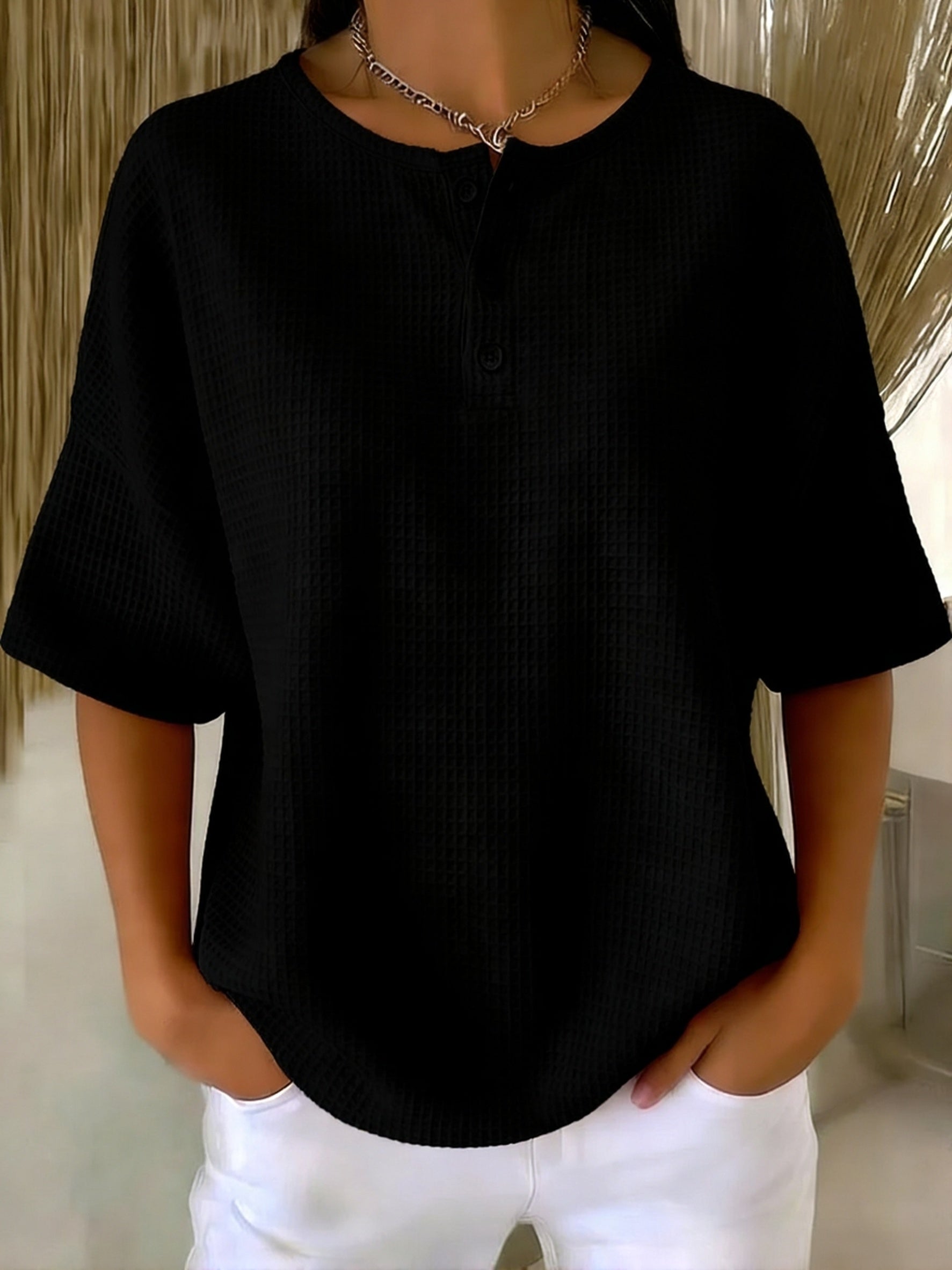 Nora™ | Short Sleeve Henley Top