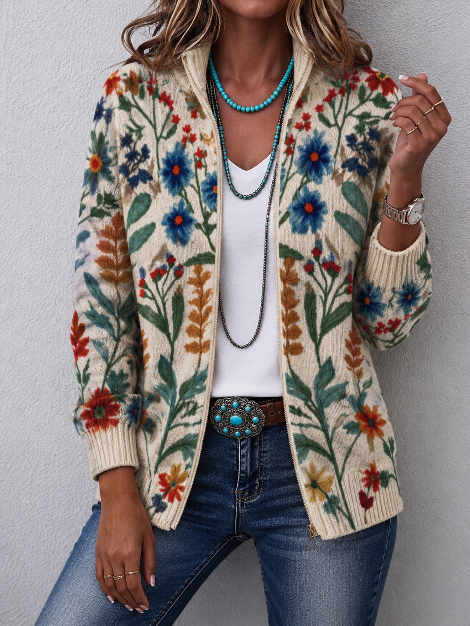 Tabitha™ | Botanical Garden Floral Zip Cardigan