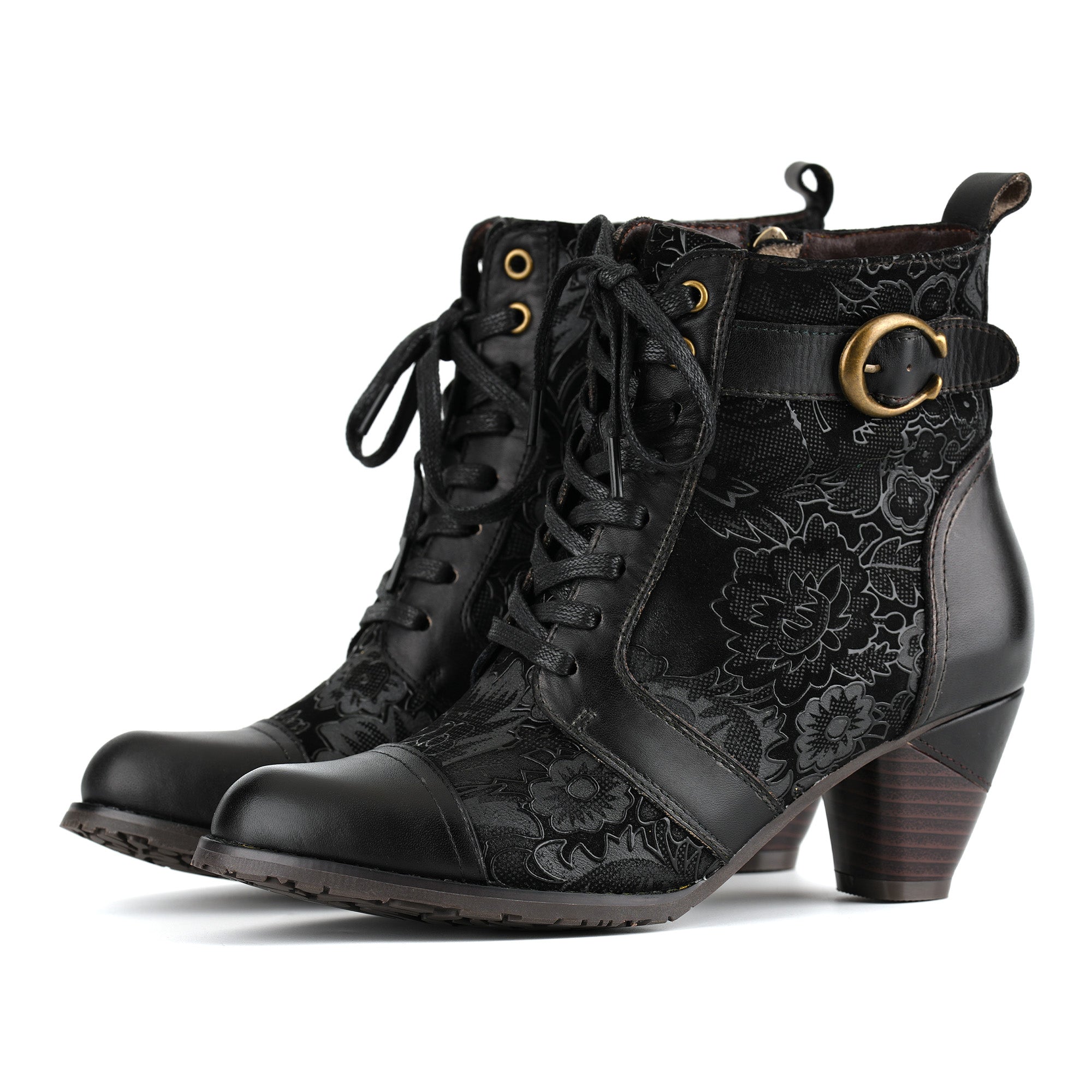 Bellancourt™ | Floral Lace-Up Ankle Boot