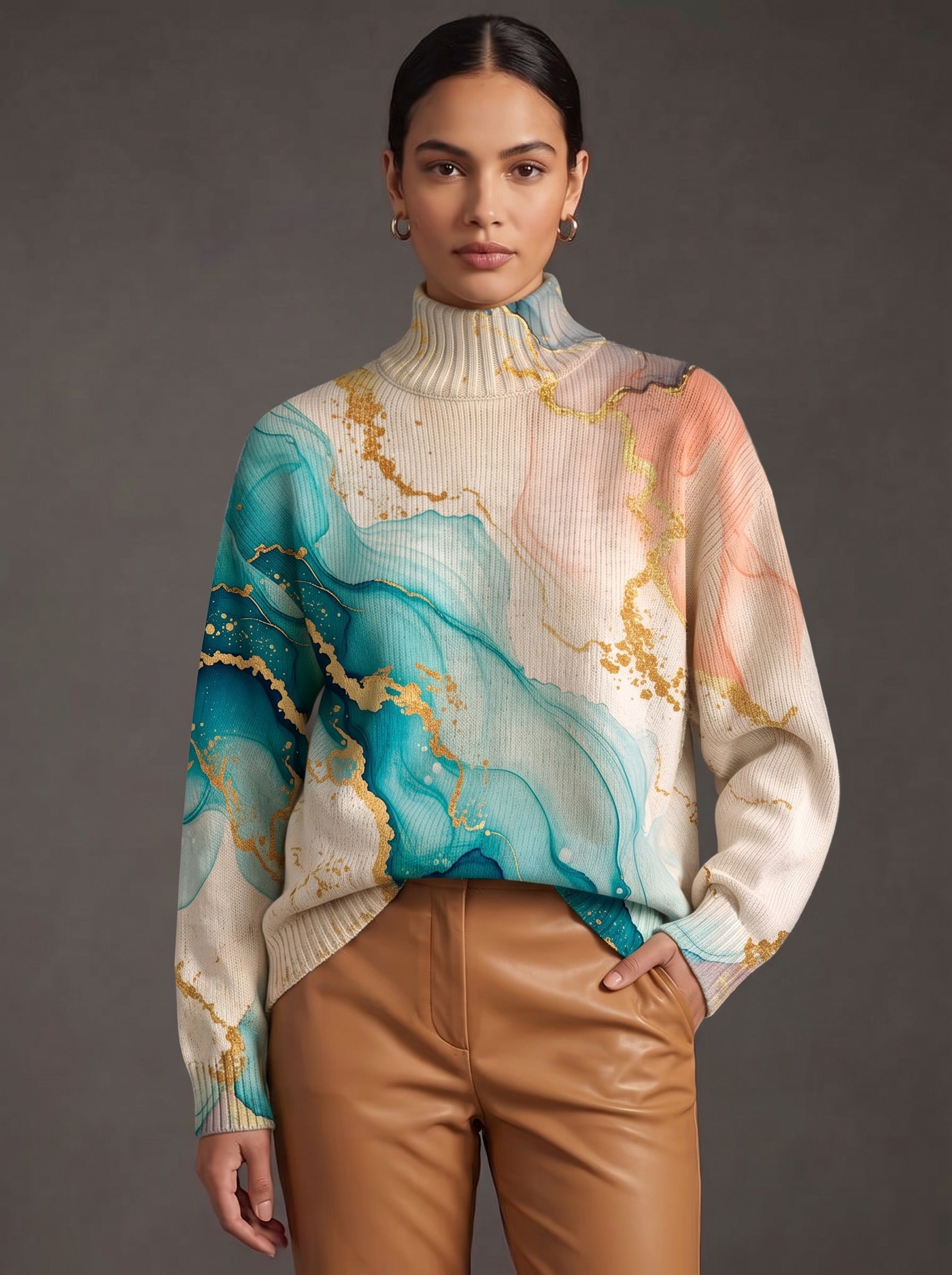 Verity™ | Marbled Ink Turtleneck