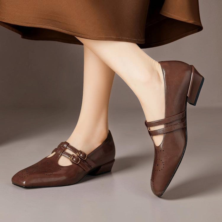Hazel™ | Brogued Dual-Strap Mary Jane Pump