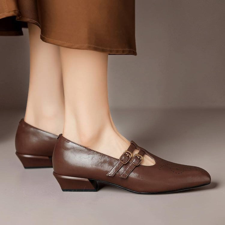 Hazel™ | Brogued Dual-Strap Mary Jane Pump