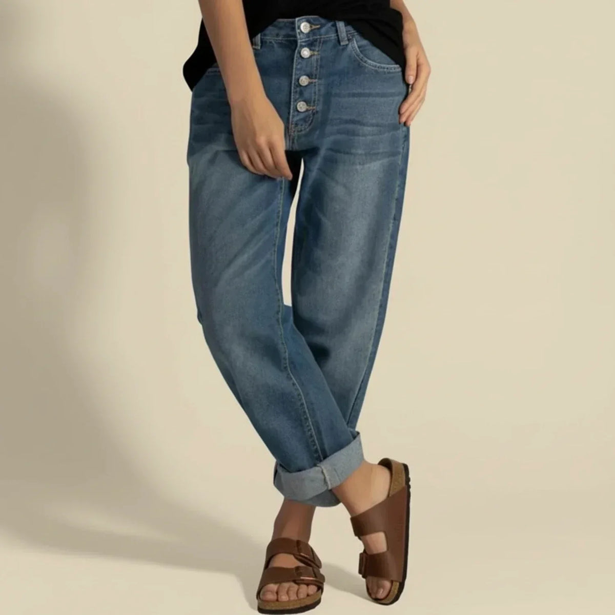 Women’s High Waisted Button Fly Jeans