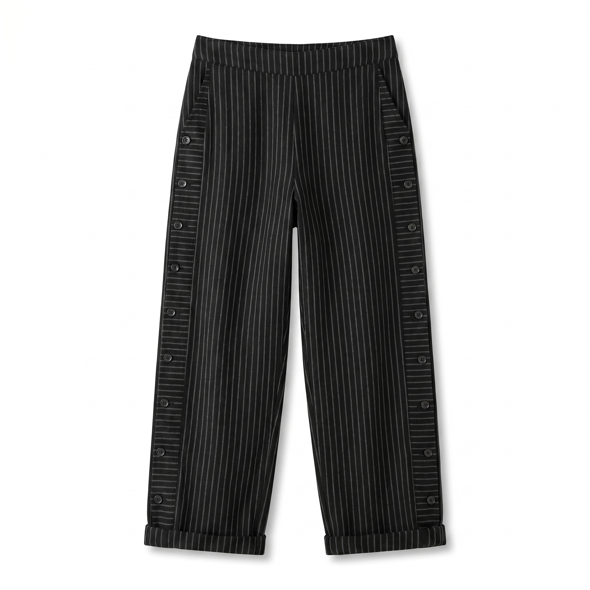 Clavette™ | Striped Panel Button Trousers
