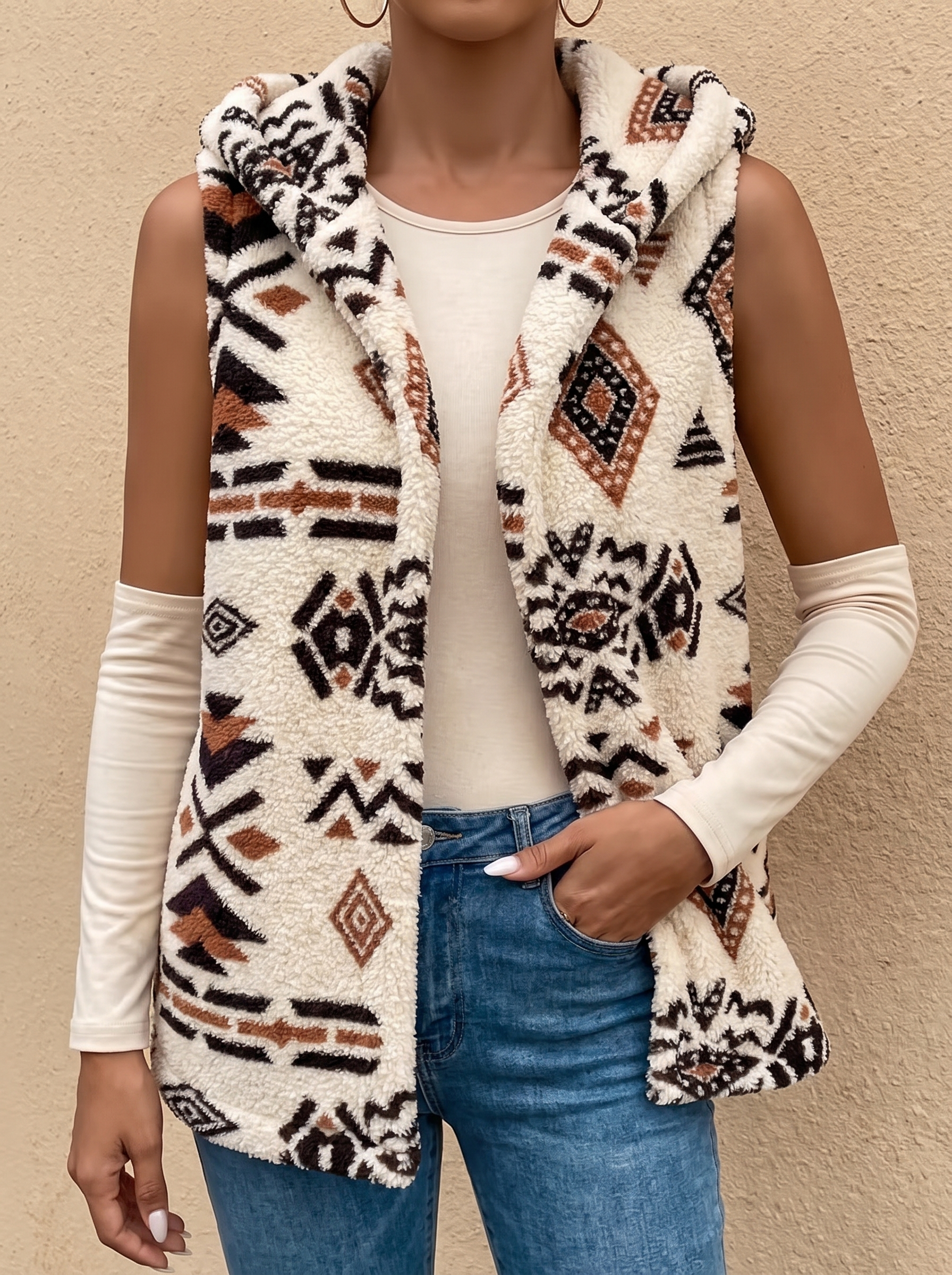 Wynstead™ | Hooded Aztec Sherpa Vest — 2