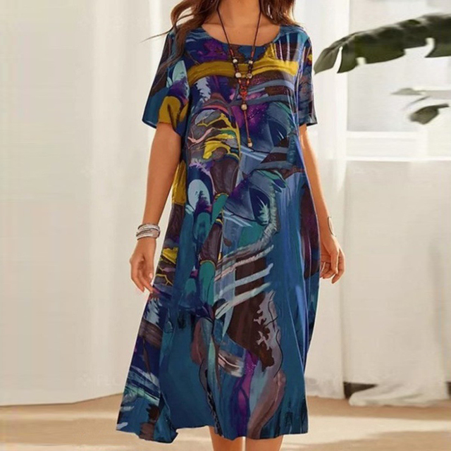 Priscilla™ | Women's Mid-Calf Short Sleeve Midi Dress