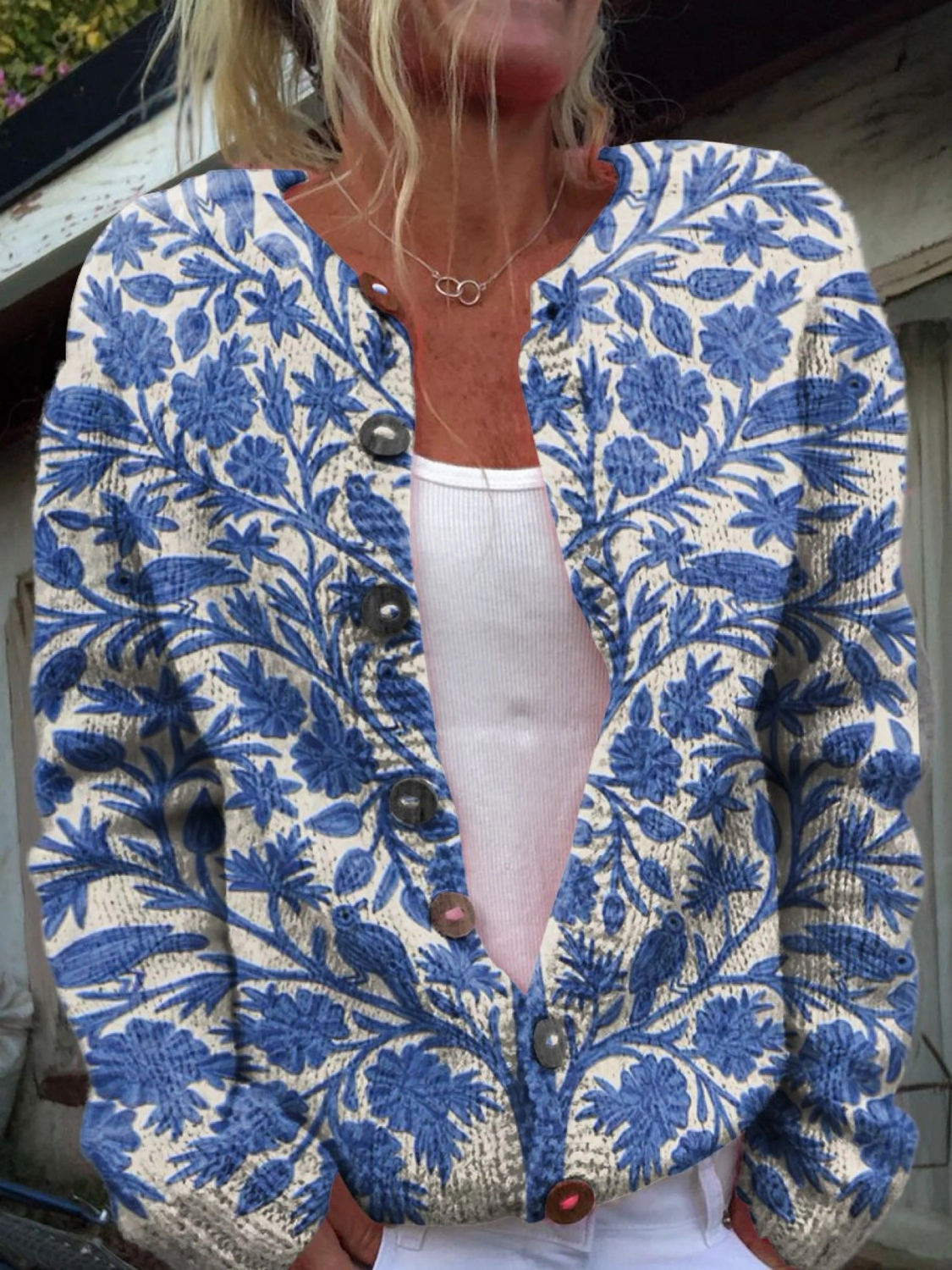 Saoirse™ | Floral Vintage Print Buttoned Cardigan