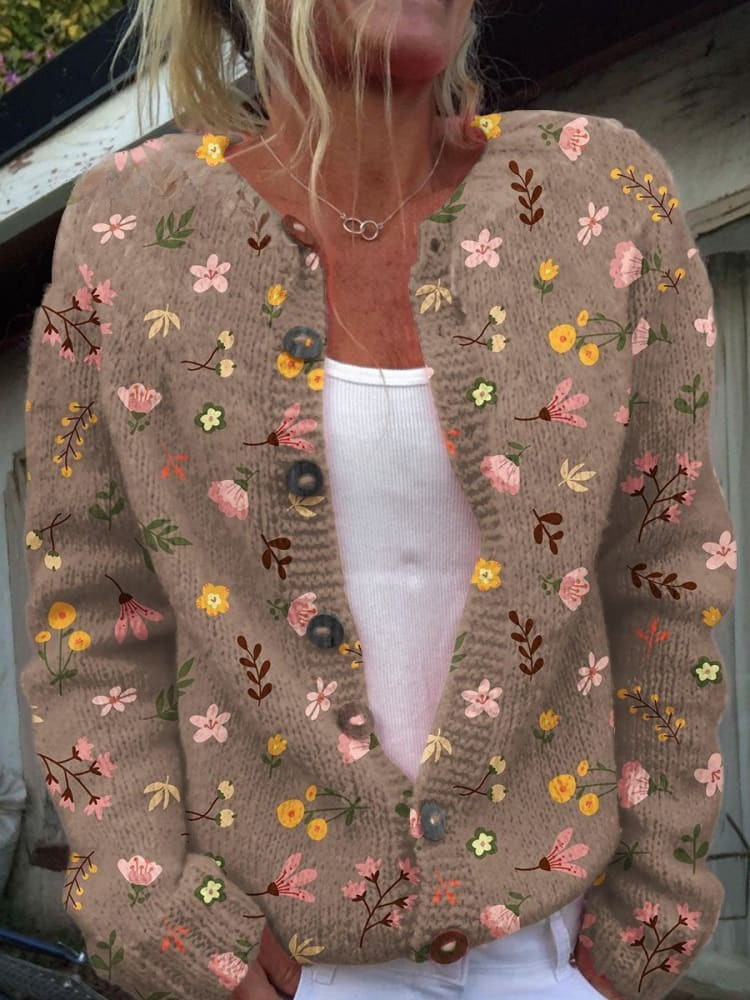 Avonelle™ | Floral Print Buttoned Cardigan