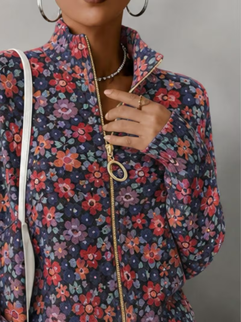 Vireya™ | Ditsy Floral Zip Cardigan — 1