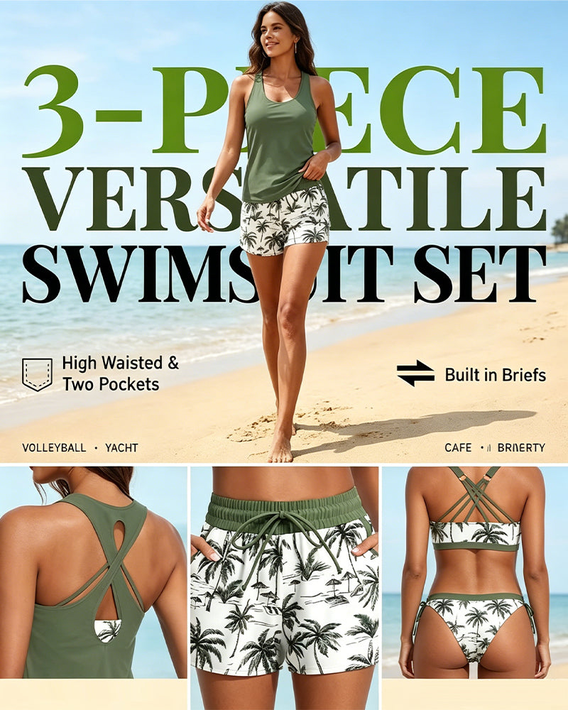 Tropicana™ | Three-Piece Tankini Bikini & Cover-Up Set