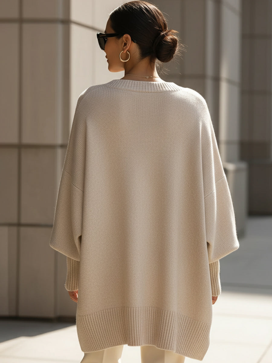 Tatiana™ | Oversized Draped Wide-Neck Sweater