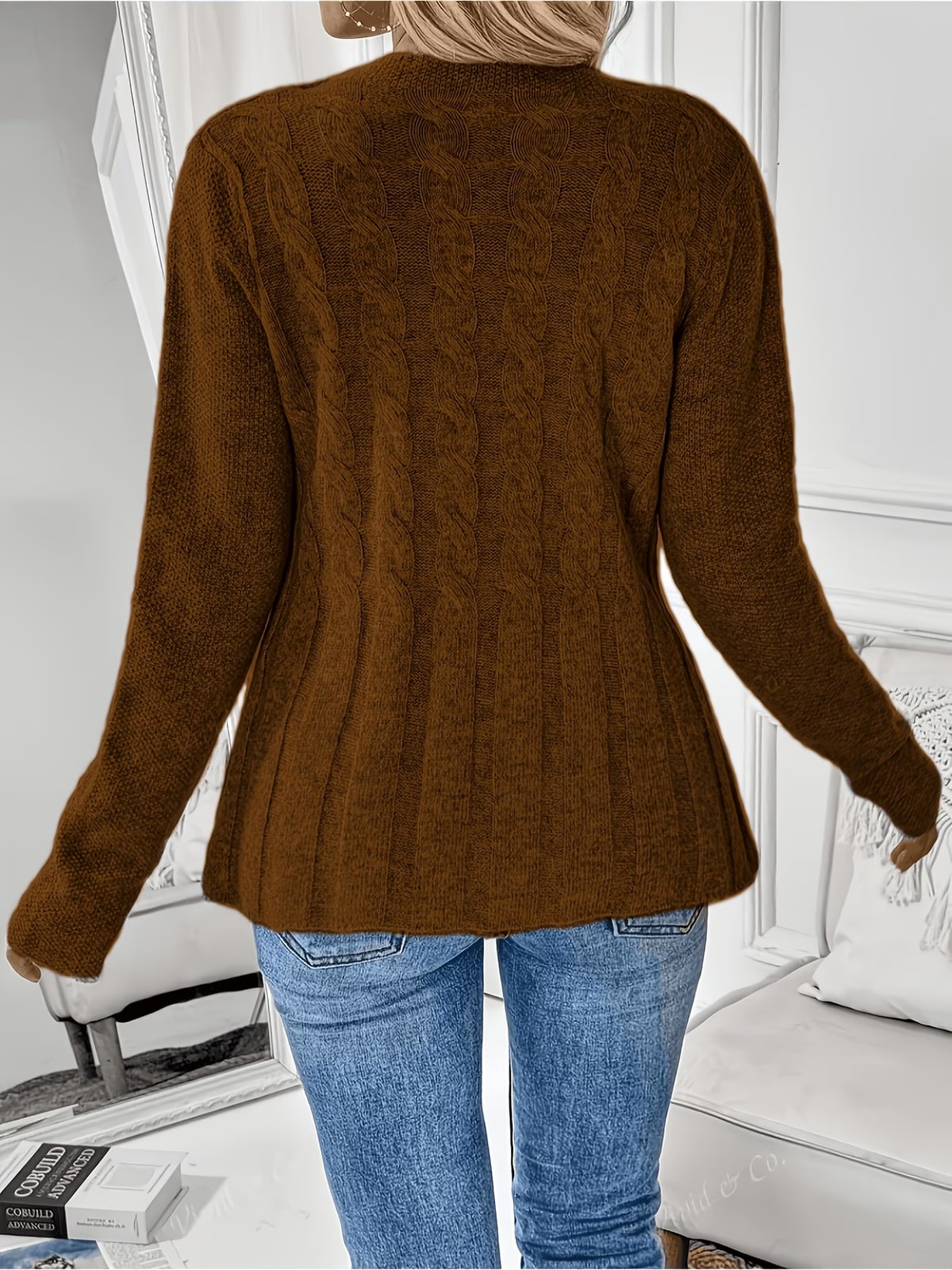 Calder | Rust Peplum Knit Cardigan