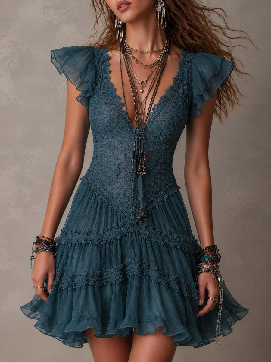 Louretta™ | Vintage Ruffle Mini Dress