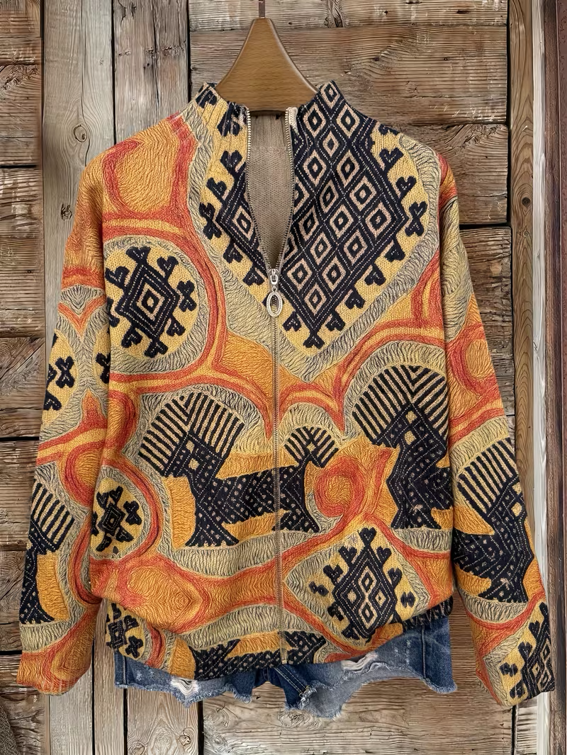 Sedgely™ | Folk Tapestry Zip Cardigan — 2