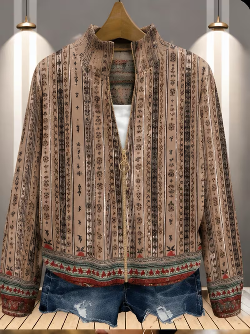Wrenford™ | Woven Stripe Zip Cardigan — 4