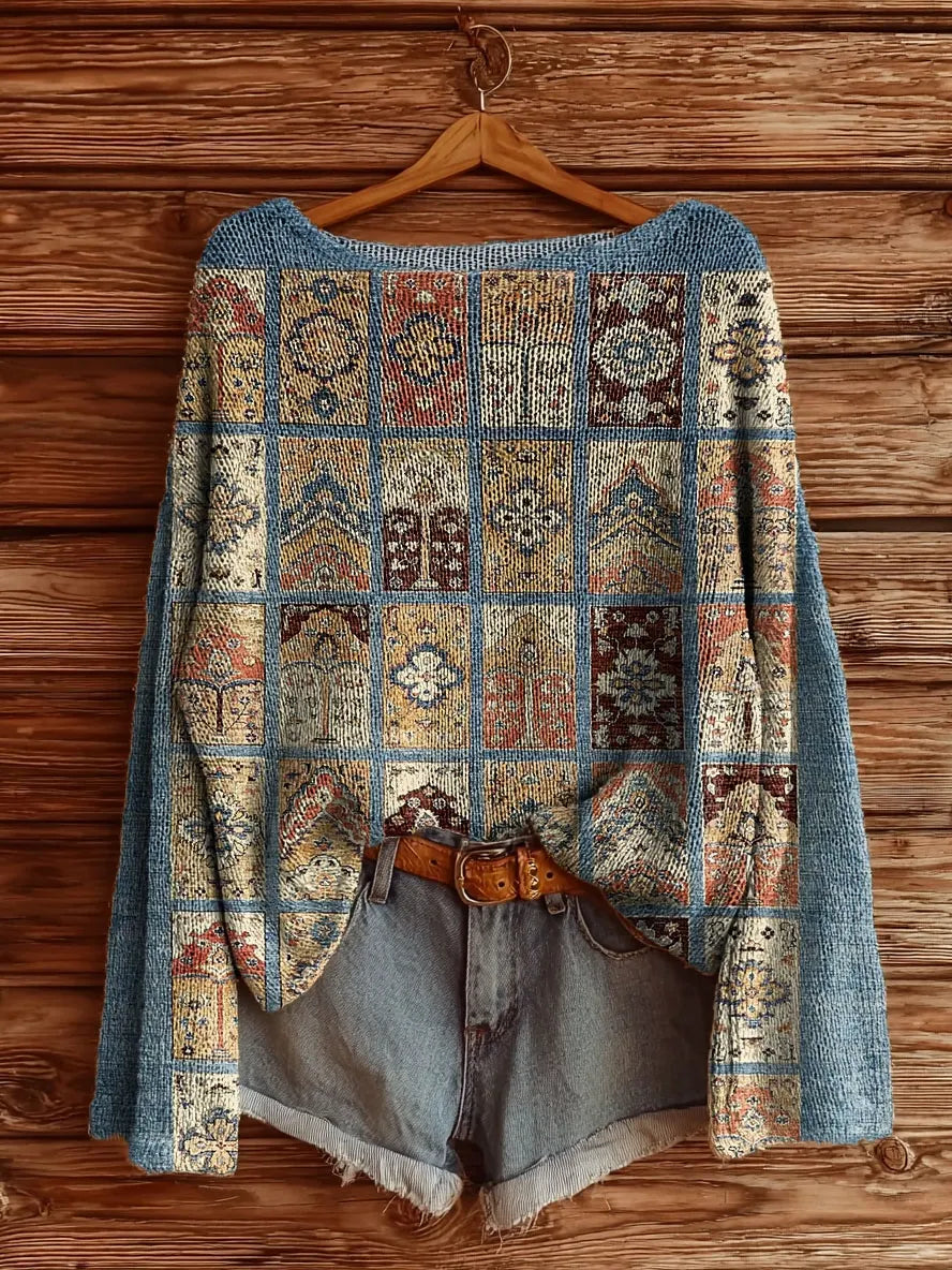 Verbena™ | Vintage Ethnic Tattoo Print Sweater