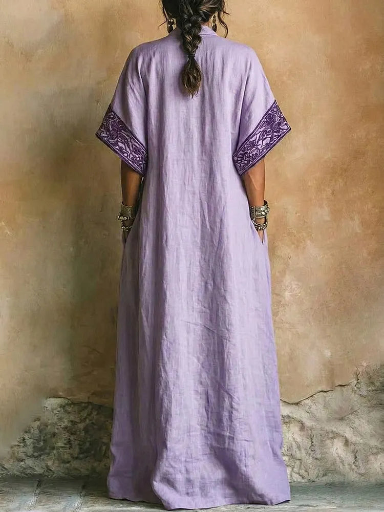 Delphine™ | Ethnic-Art Flowing Maxi Dress