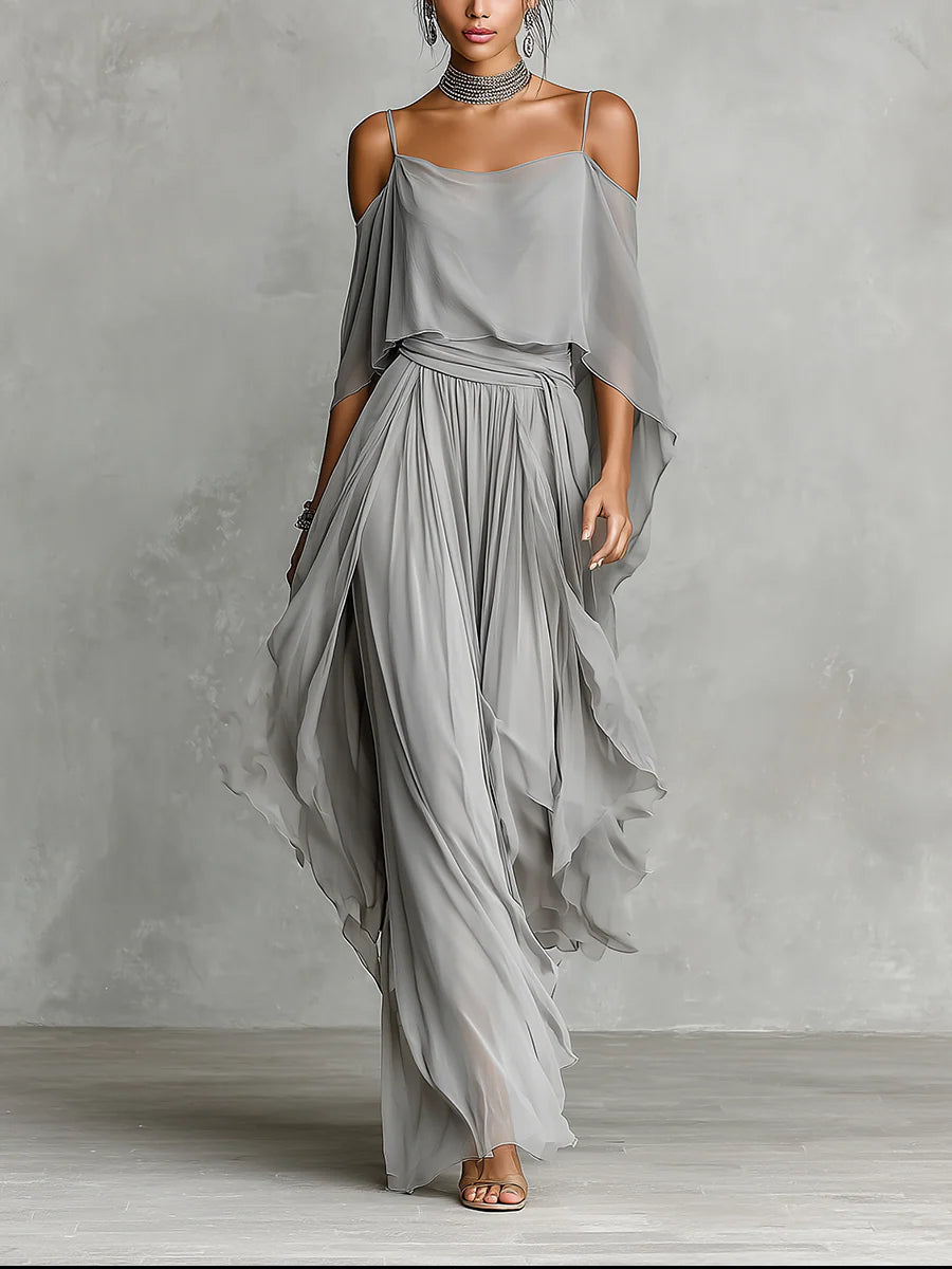 Kalloway™ | Off-Shoulder Flowy Camisole & Wide-Leg Trousers Set