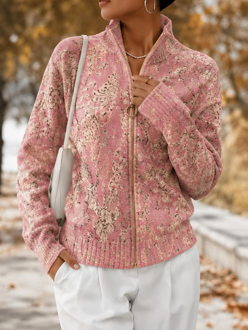 Saffira™ | Gilded Blossom Zip Cardigan — 2