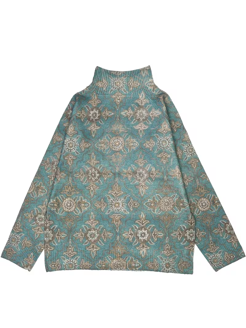 Sableau™ | Verdigris Damask Turtleneck — 2