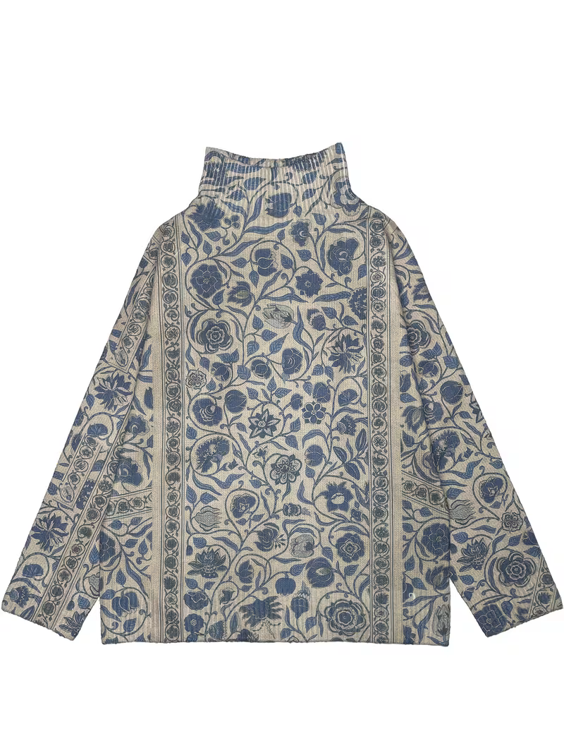 Yveline™ | Porcelain Vine Turtleneck — 2