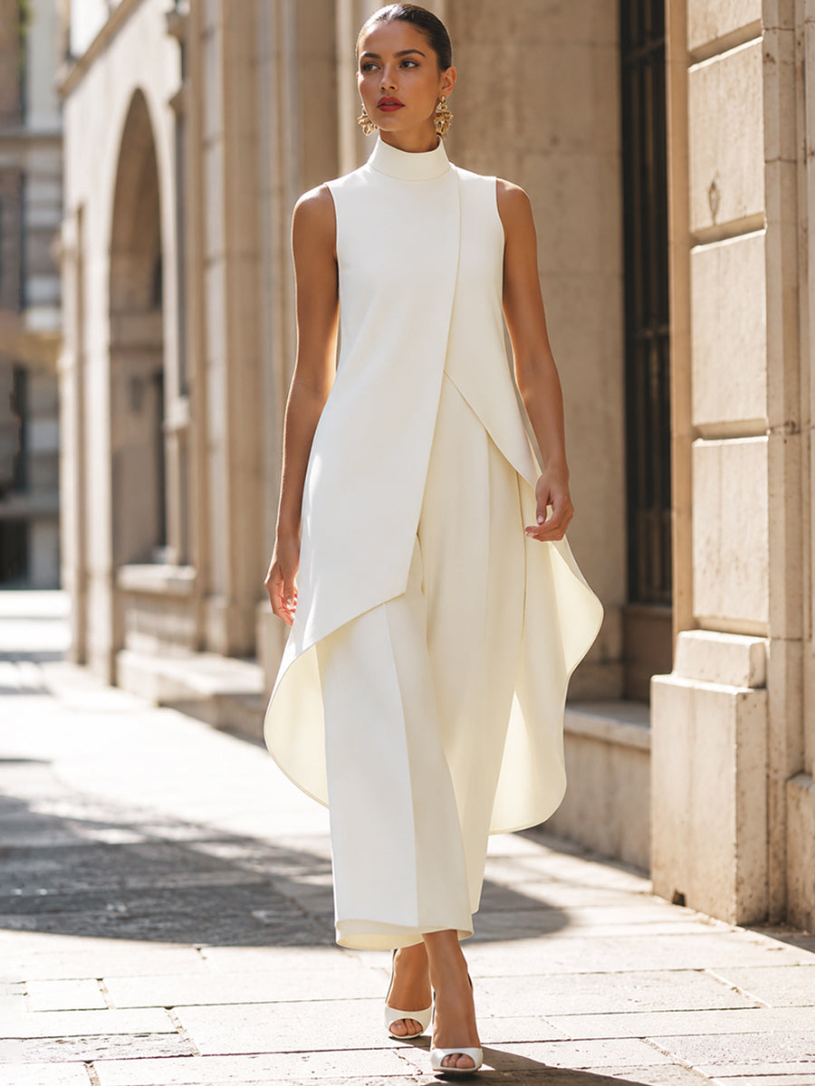 Imogen | Sculpted High-Neck Wide-Leg Jumpsuit for Women