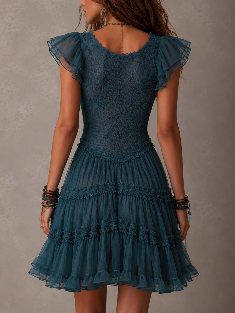 Louretta™ | Vintage Ruffle Mini Dress