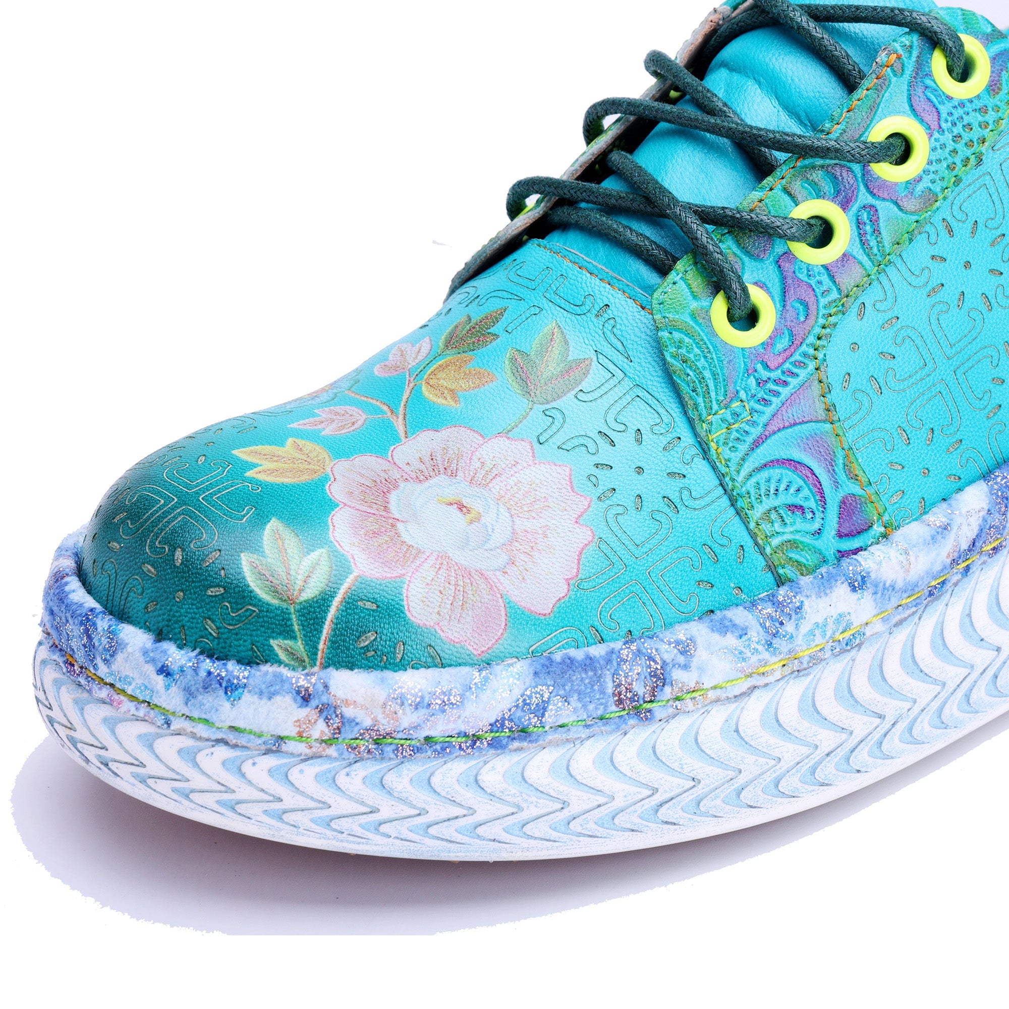 Azzurella™ | Floral Platform Lace-Up Sneakers