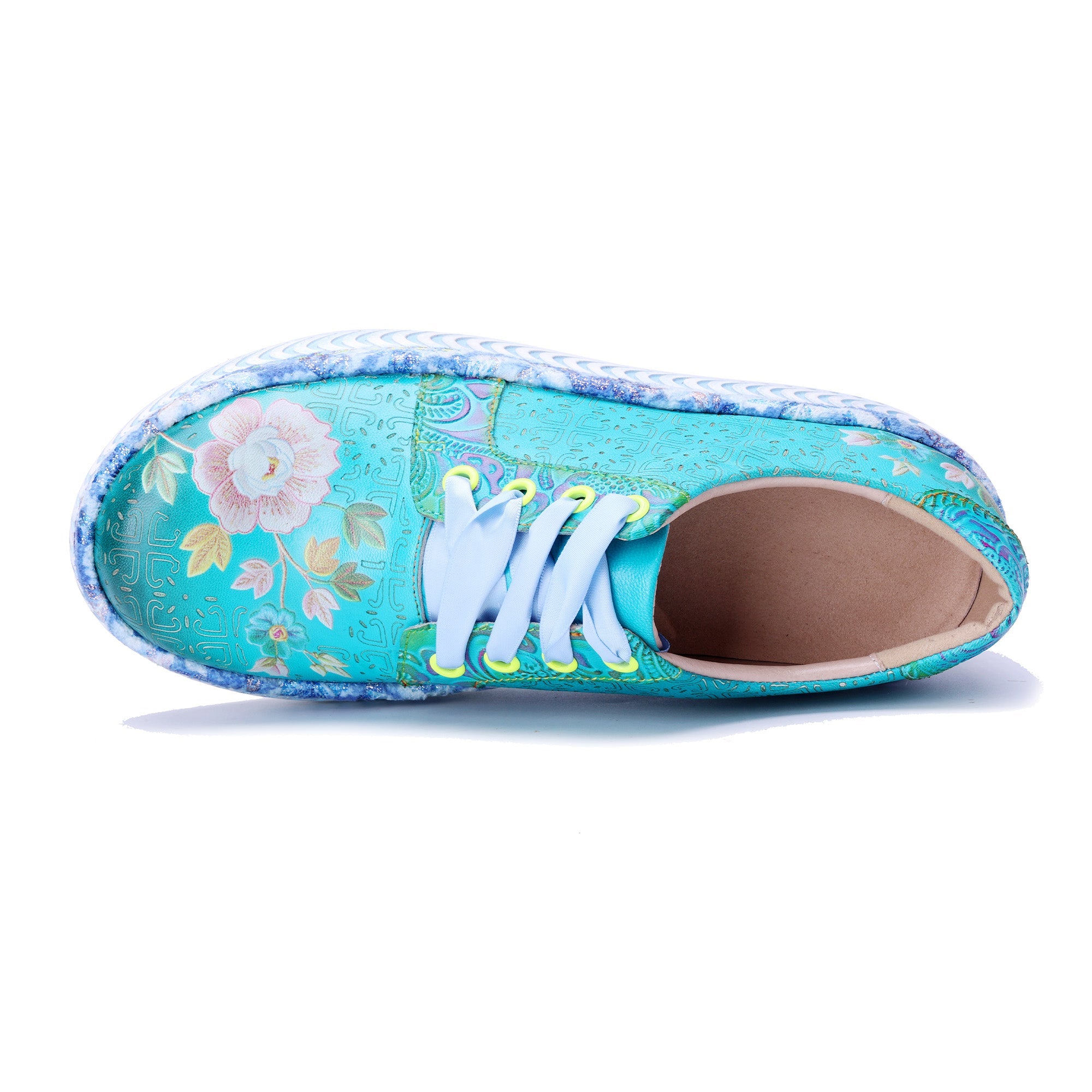 Azzurella™ | Floral Platform Lace-Up Sneakers