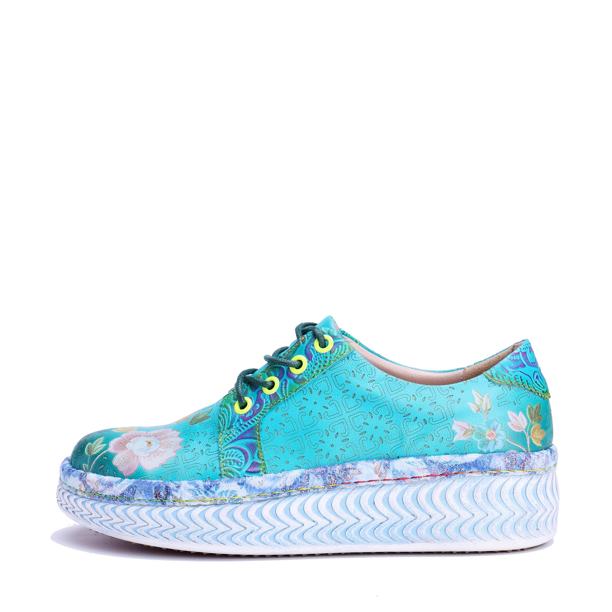 Azzurella™ | Floral Platform Lace-Up Sneakers