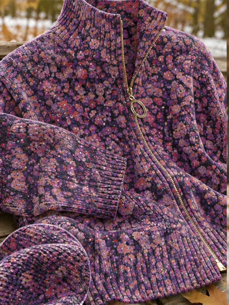 Ottilia™ | Violet Meadow Zip Cardigan — 6