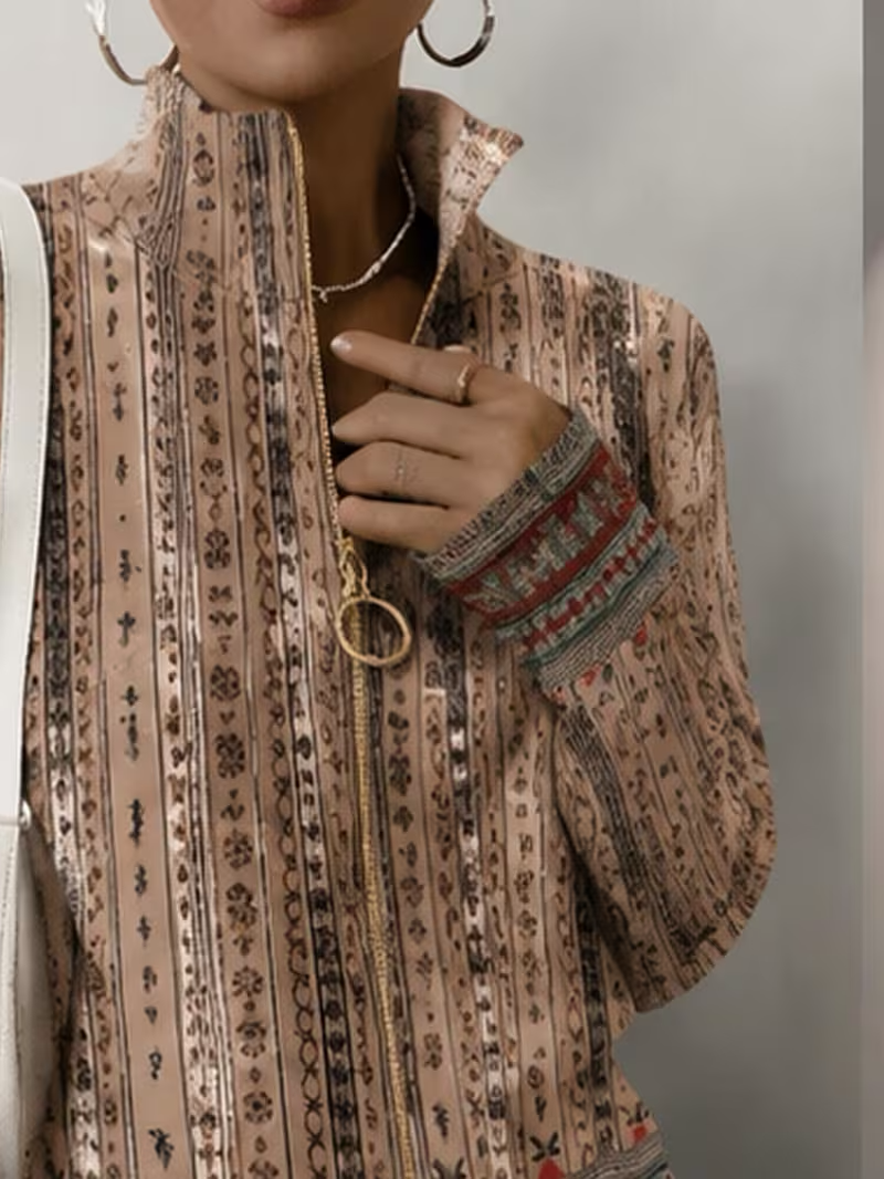 Wrenford™ | Woven Stripe Zip Cardigan — 3
