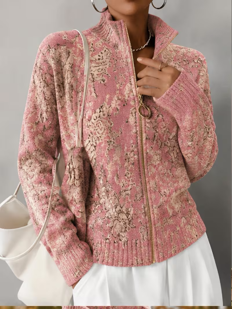 Saffira™ | Gilded Blossom Zip Cardigan — 1