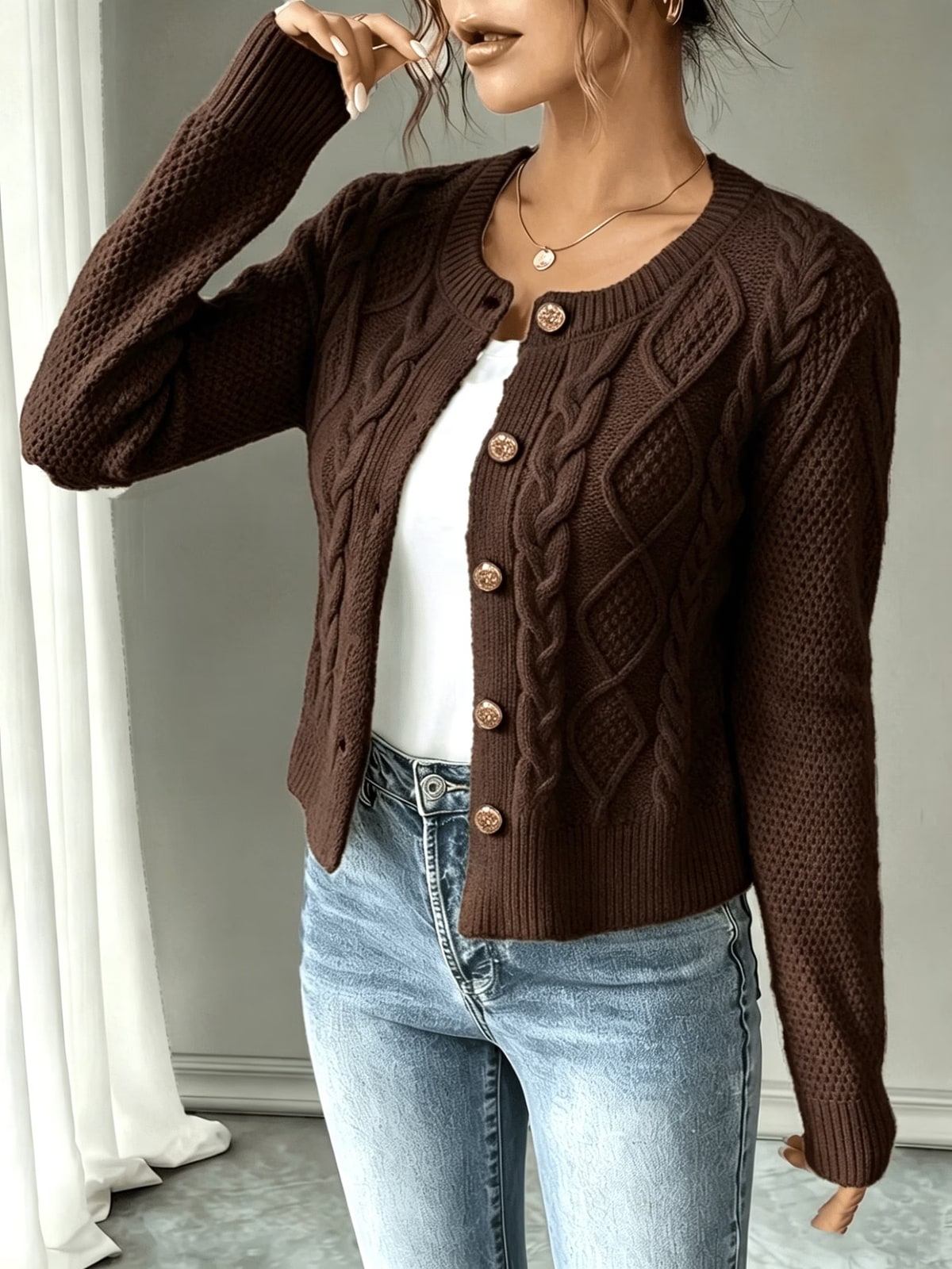 Lennox | Cropped Cable-Knit Cardigan