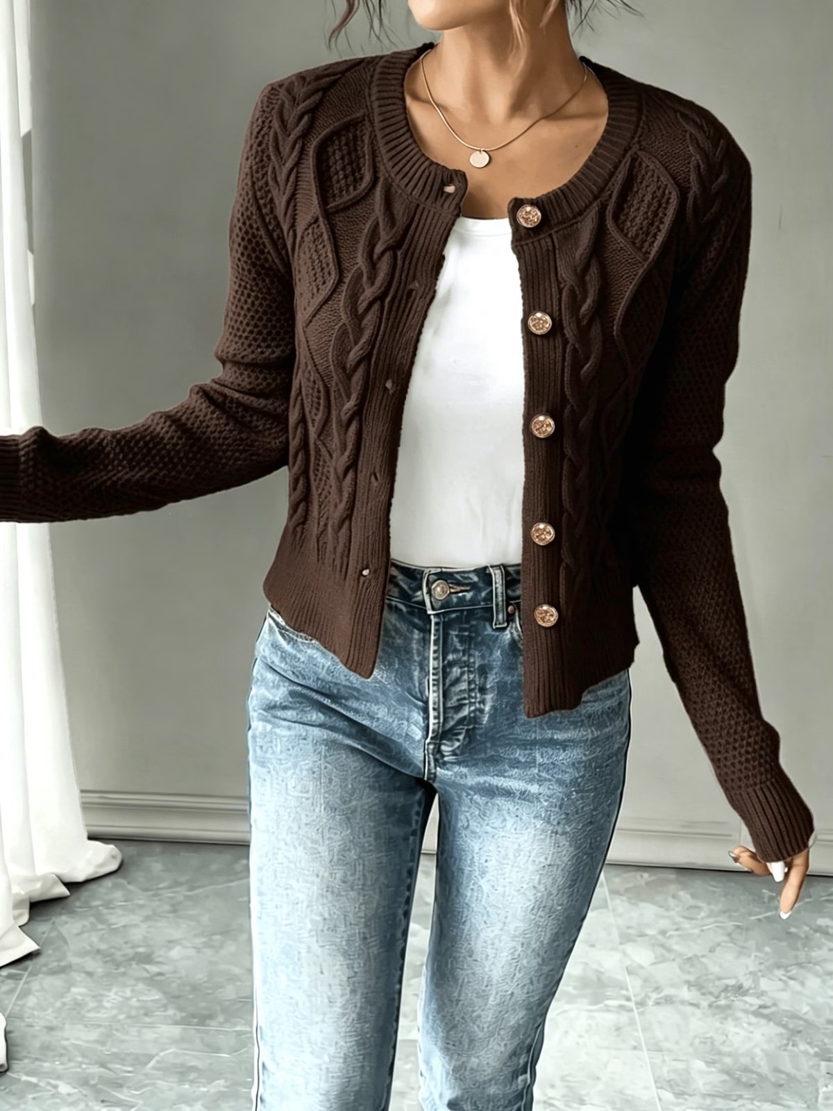 Lennox | Cropped Cable-Knit Cardigan