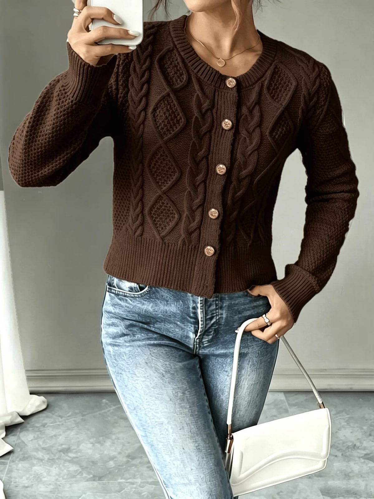 Lennox | Cropped Cable-Knit Cardigan